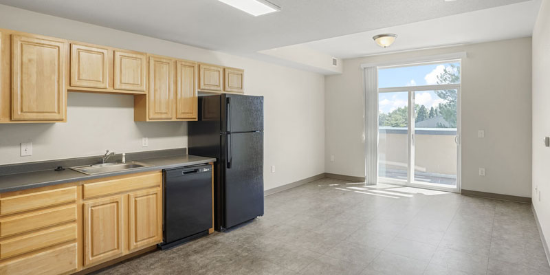 Broadway West - Boulder Affordable Rentals - One Bedroom Apartment - Kitchen 1