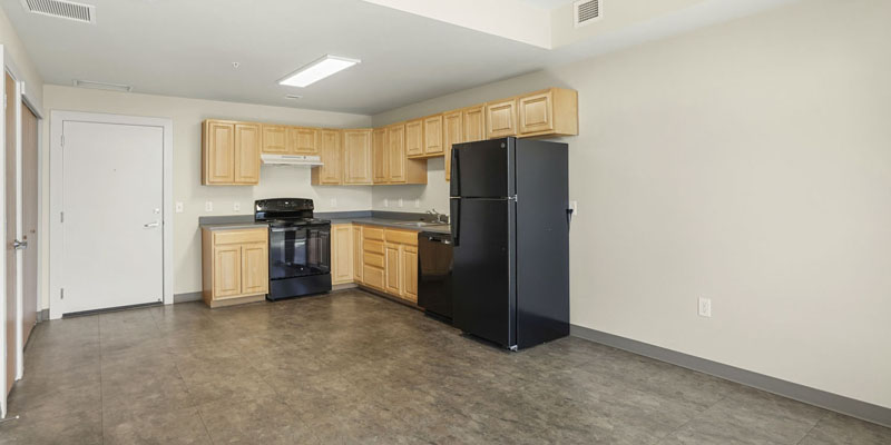 Broadway West - Boulder Affordable Rentals - One Bedroom Apartment - Kitchen 1a