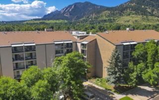 Canyon Pointe - One Bedroom Apartment - Exterior with Flatirons View