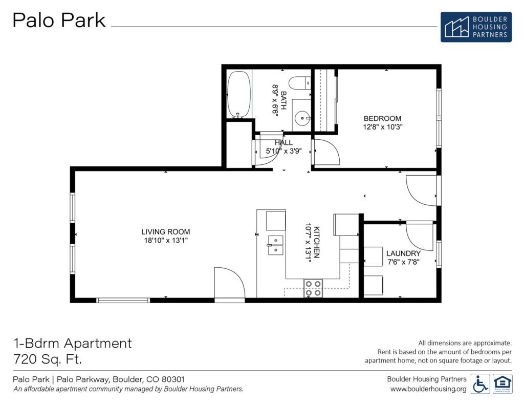 Palo Park One-Bedroom Apartment Floor Plan - 720 square feet