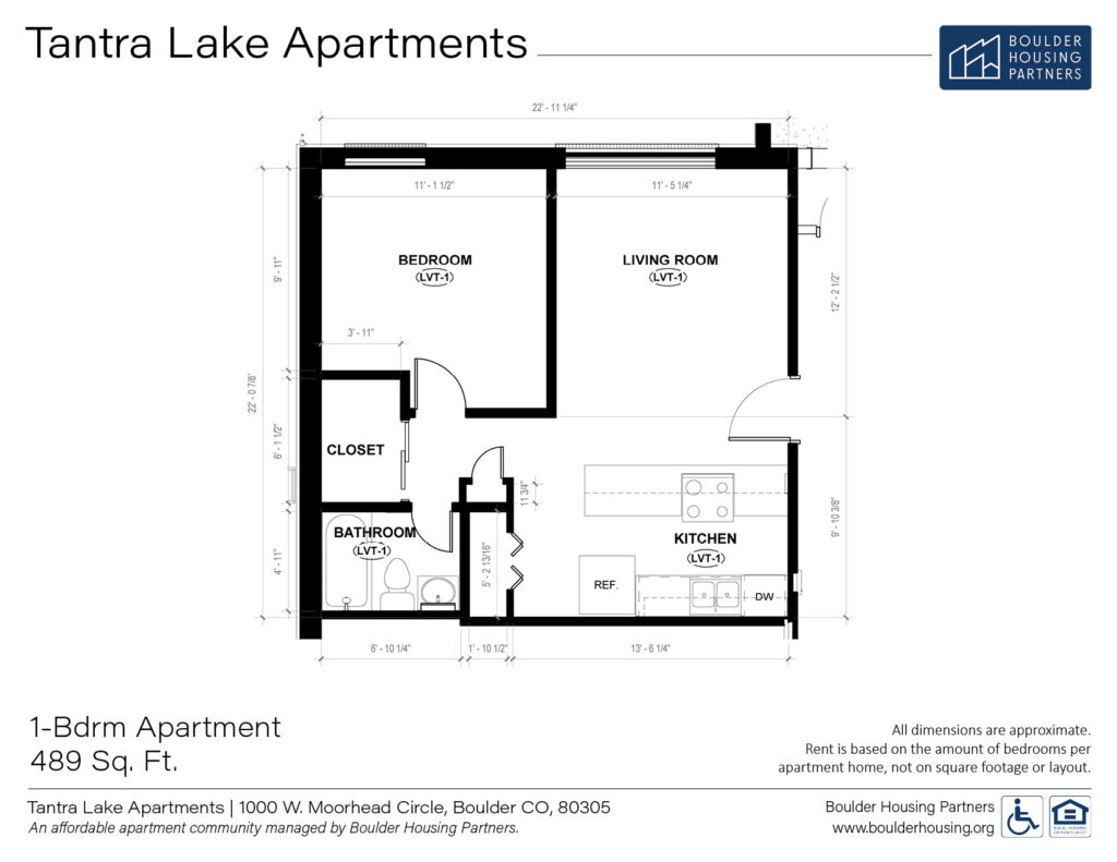 Floor Plan - Tantra Lake Apartments - 1 Bedroom Apartment - 489 square feet