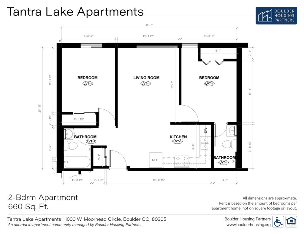 Floor Plan - Tantra Lake Apartments - 2 Bedroom Apartment - 660 square feet
