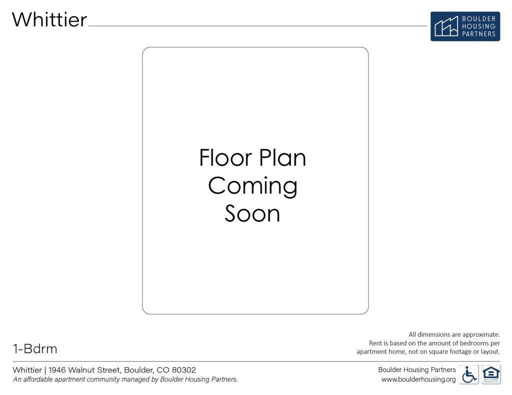 Floor Plan - Whittier Apartments Boulder - 1 Bedroom Apartment - Coming Soon